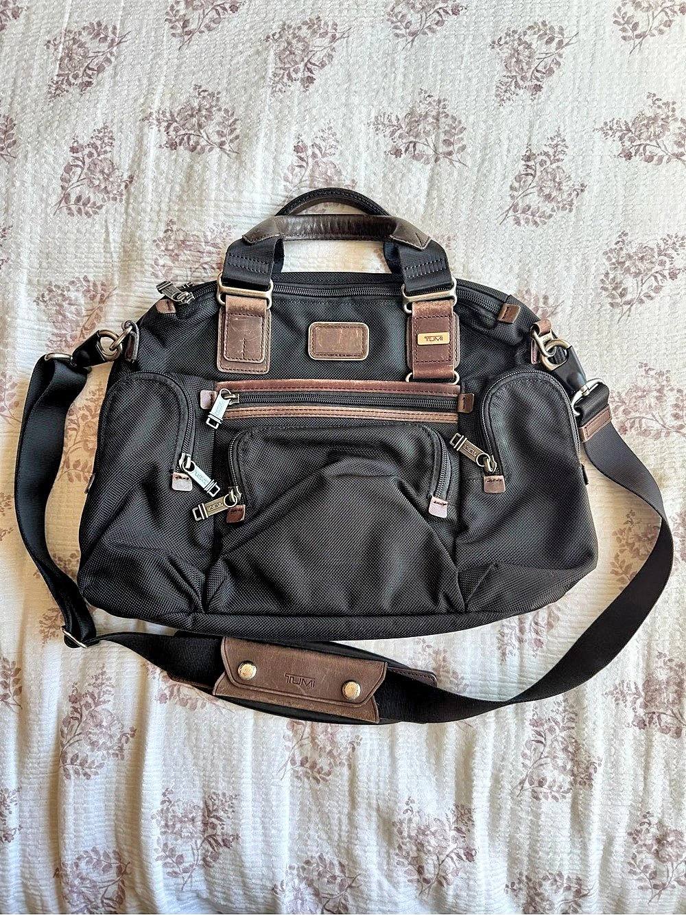 Tumi Alpha Bravo Brooks Slim Brief Nylon Briefcase Black & Brown
